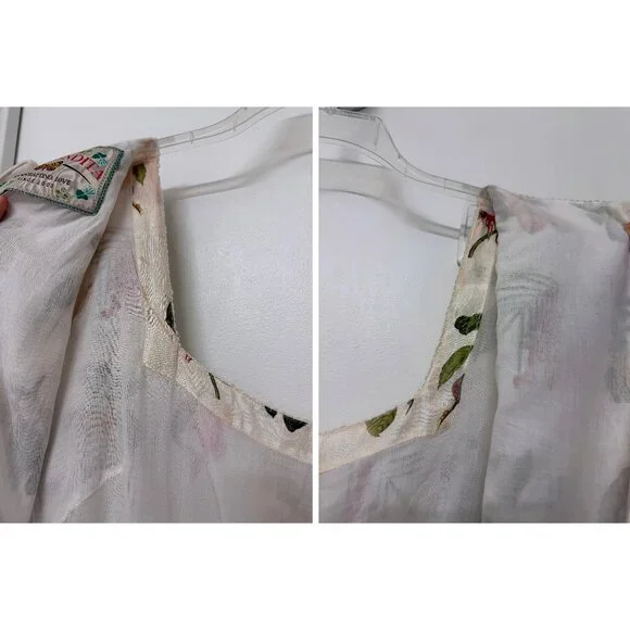 Agua Bendita Pomelo Frutas Mini Dress Linen White Fruit Floral Print XL - Picture 14 of 16